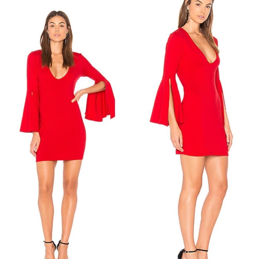 Susana Monaco red split sleeve dress